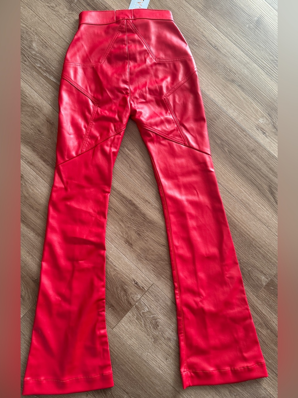 NEW Revice Denim Red Vegan Leather Starman Flares - Size 26 /US 2 - Picture 4 of 8
